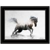 "Running White Stallion" by Andreas Lie, Ready to Hang Framed Print, Black Frame