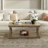 Rustic Floor Shelf Coffee Table with Storage,Solid Pine Wood (As same As WF287269AAD)