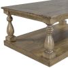 Rustic Floor Shelf Coffee Table with Storage,Solid Pine Wood (As same As WF287269AAD)