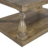 Rustic Floor Shelf Coffee Table with Storage,Solid Pine Wood (As same As WF287269AAD)